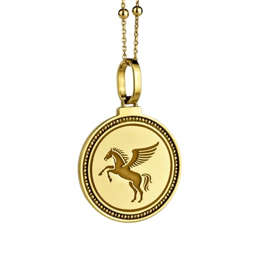 Pendentif rond chien gravé en argent plaqué or pour le quotidien