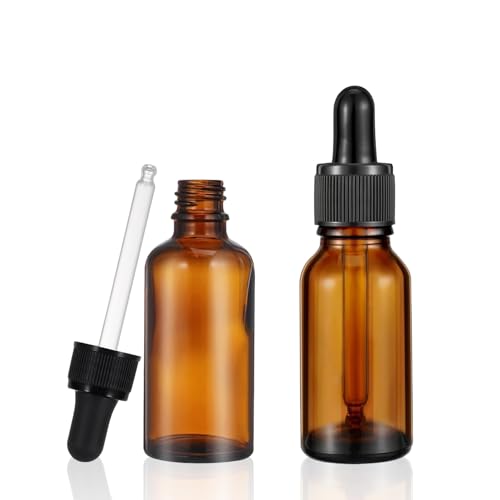Pipettenflasche 30ml 2 Stück Apothekerflasche Braunglas Apothekerflaschen mit Tropfenpipette Nachfüllbare Tropfflasche Braunglasflasche für Ätherische Öl Parfümöle Aromatherapie Düfte Flüssigkeit