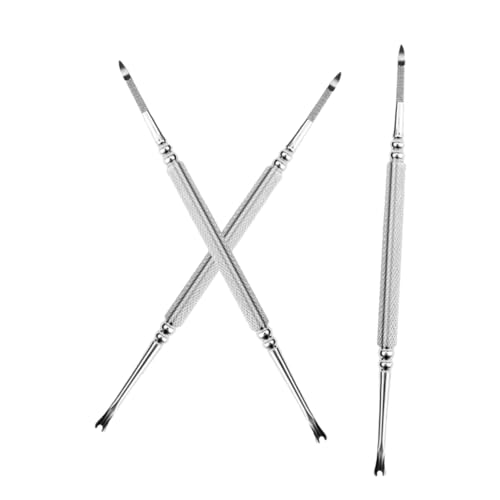 FOMIYES Stainless Steel Nail Art Tools Cuticle Forks and Cleaner Set of 3 for Home Manicure