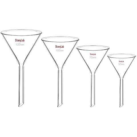StonyLab 4pcs Borosilicate Glass Funnel Set Cover