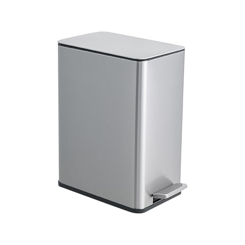 Image of Furrnook Anti-Slip Trash Can with Liner Lock System - Stainless Steel Kitchen Bin, Soft Close Lid & Fingerprint Proof - Perfect for Kitchens, Laundry Rooms (Silver, 10L/13.11" L × 7.48" W × 15" H)