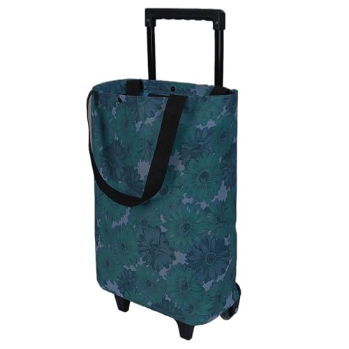 Small Collapsible Shopping Cart,Shopping Cart with Wheels,Folding (Flower)