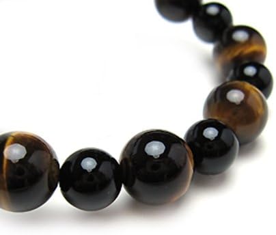 [機縁パワーストーン]パワーストーンブレスレット(メンズ) タイガーアイ()AAAA(10月誕生石)10ミリ オニキスAAAAA(8