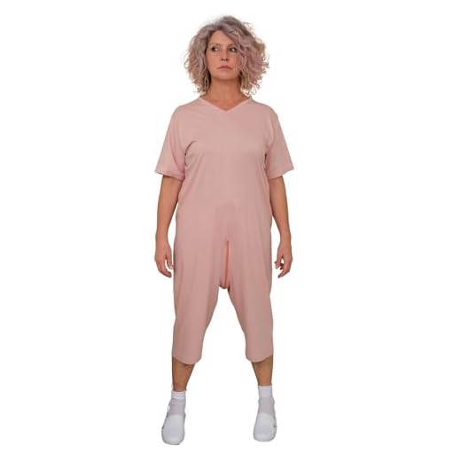 FERRUCCI COMFORT Pyjama Tuton Gériatrique pour Femme pour Personnes âgées Rose – 9078 MC PC – Manches Courtes et Pantalon Courtes pour Alzheimer et Incontinence