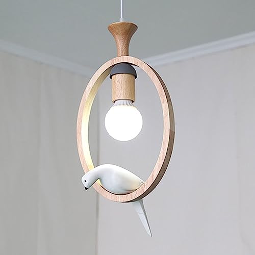 Candelabro de madera moderno en gris con pájaro y altura ajustable para iluminar tu comedor