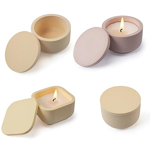 image for kickmove 2 Sizes Candle Jar Molds, Silicone Concrete Molds for Candle 