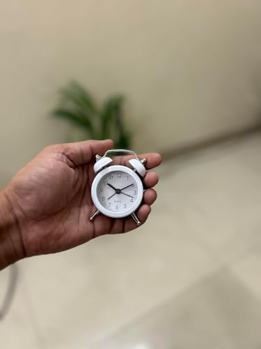 Image of Vintage Inspired Mini Table Alarm Clock, Old Retro Style Digital Alarm Clock, Small Table Clock for Home, Kitchen, Office and Decor (White)