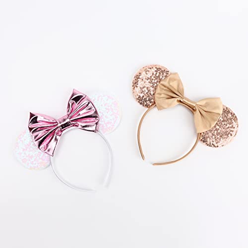 Image of DRESHOW Mouse Ears Bow Headbands Glitter Party Decoration Cosplay Costume for Women