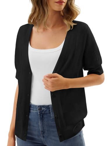 GKBK Women Cropped Short Sleeve Cardigan Lightweight Spring Summer Business Casual Office Knit Sweater 2026 - image 2