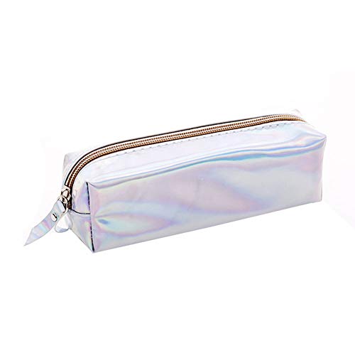 Preisvergleich Produktbild Vikenner Schüler Mäppchen Federtasche Studenten Federmäppchen Mädchen Bleistiftbeutel Kosmetiktasche stifte mäppchen Studentenbedarf Schreibwaren Griffelmappe Silber Reflektierender Cooler PU