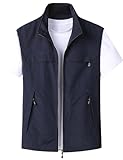Gihuo Mens Vest Casual Lightweight Vests Summer Sleeveless Jackets for Travel Hiking Fishing(Navy-XLarge)