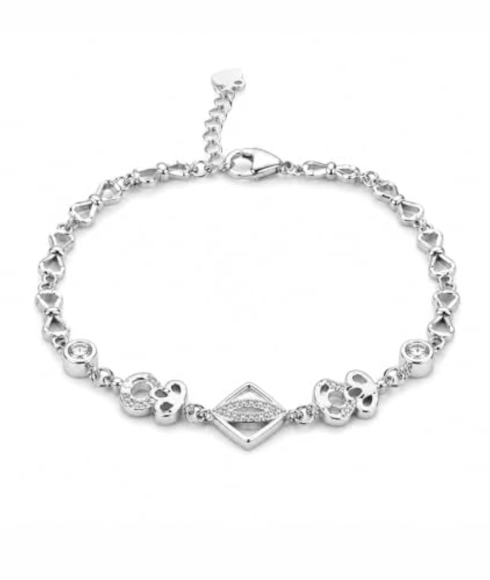 925 Sterling Silver CZ Chain Bracelet for Women