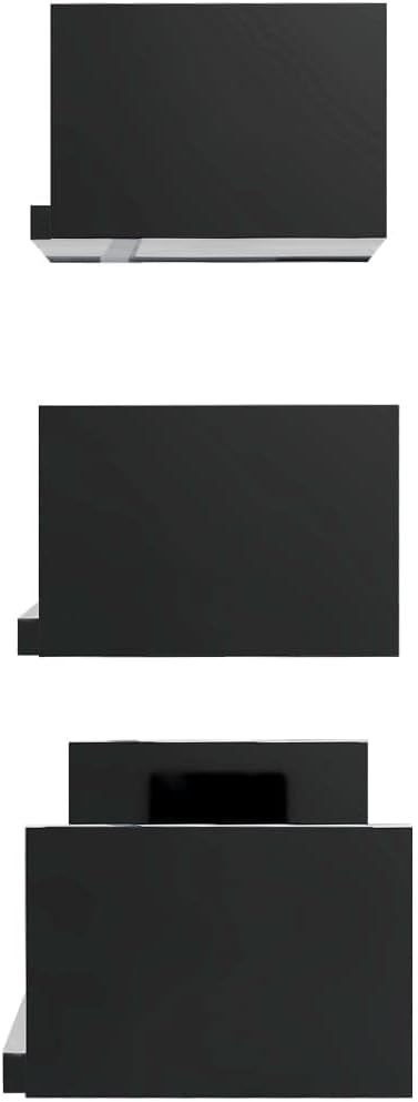 Wall Display Shelf 3 pcs,Book Shelve,Plant Shelve,Camera Shelve,Kitchen Shelves,Modern Shelves,Wall Decor,for Home,Office,Bedroom,Bathroom,Kitchen or Games Room,High Gloss Black Engineered Wood