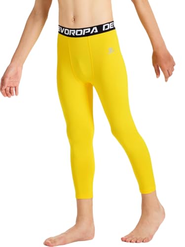Image of DEVOROPA Boys Leggings Youth Compression Pants Sports Tights Basketball Football Baseball Soccer Baselayer Slim /Regular /Husky