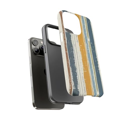 Coque iPhone 14 Pro Max lin rayé rustique anti-traces et rigide - 3