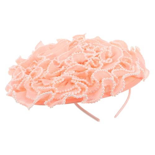 Bandeau floral rose en maille fine avec perles élégantes