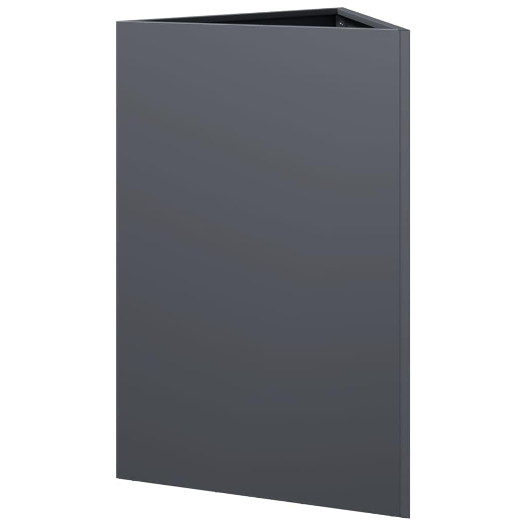 Donice ogrodowe 2 sztuki stalowe antracytowe trójkątne 50x43x75 cm na taras balkon patio do kwiatów warzyw ziół odporna na rdzę