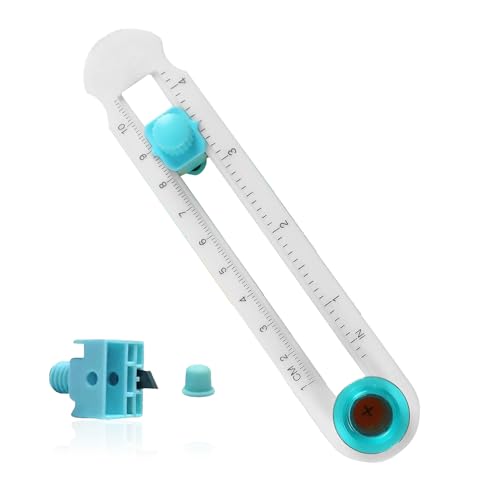 SMLOPLOM Kreisschneider, Präziser 360° Rollschneider, mit Verstellbarer Schiene, Papierschneider für Kreise und Ringe, Inkl. Schutzcap und Rutschfester Unterlage, für DIY, Fotokarton, Blau