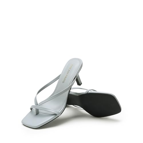 Image of DREAM PAIRS Kitten Heels for Women Flip Flops Slip on Low Heels Open Square Toe Thong Heeled Strappy Sandals Slides Comfortable Dress Shoes