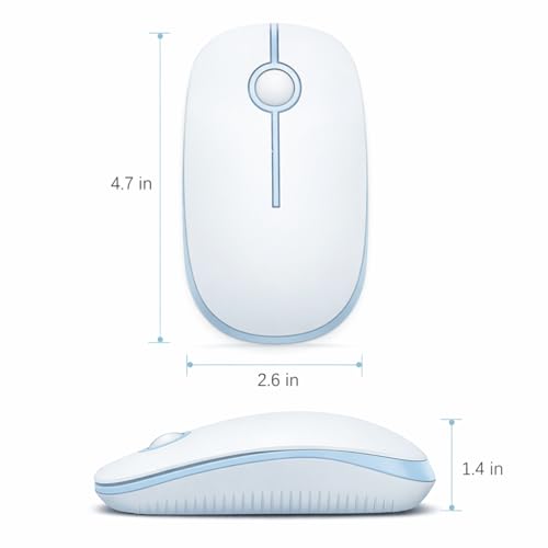 Image of VssoPlor Wireless Mouse, 2.4G Slim Portable Computer Laptop Mouse with Nano Receiver Quiet Silent Optical Mice for Notebook, PC, Laptop, Computer-Light Blue