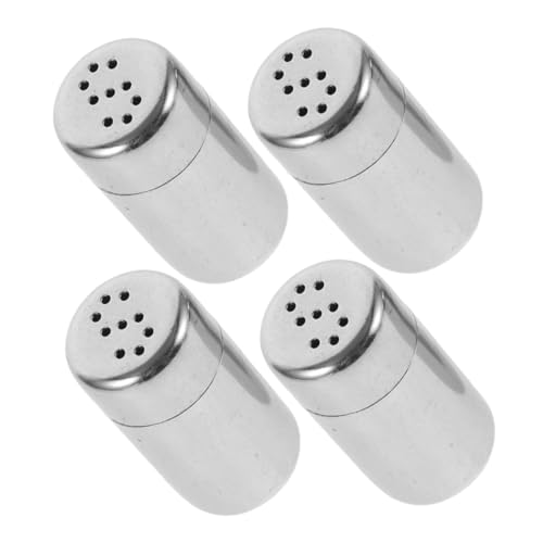 Alipis 4 Piezas Pimentero Pequeño Salero Recipiente De Sal De Metal Azucarero De Metal Organizador De Coctelera Botella De Condimento Latas De Coctelera Acero Inoxidable Silver