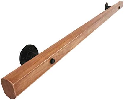 LSMK Handrail Non-Slip Wooden Handrail Stair Rail, Indoor Outdoor Steps Railing/Wall Mount Banister/Safety Barrier-Free Staircases Grab Bars, Oval (Size : 120cm (3.9ft))