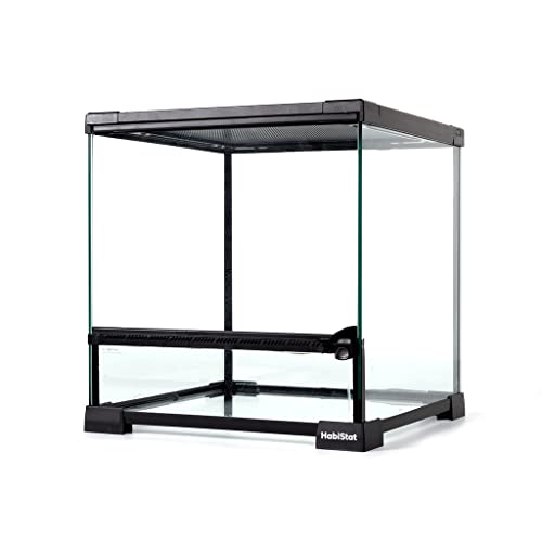 Habistat Glass Terrarium for Reptiles 12"x12"x13" – Stackable Reptile Enclosure for Inverts & Amphibians with Lock & Waterproof Base, Ideal Terrarium Tank for Chameleons, Geckos and Bioactive Setups