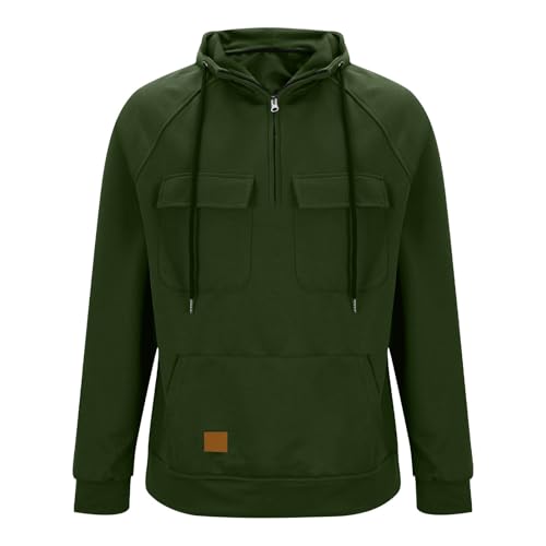 Muscularfit Causal Hoodies for Men 2025 Fashion Long Sleeve Tactical Cargo Sweatshirts Quarter Zipper Shirts Multi Pockets2