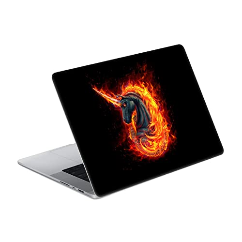 Skin licorne feu noir MacBook Pro 16 A2485 idéal pour personnaliser votre espace café