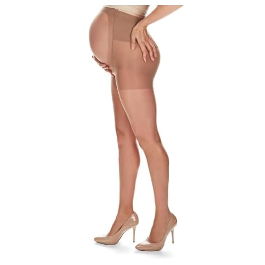 MeMoi Women's 12 Denier Sheer Maternity Pantyhose with Extra Large Waist Honey Medium/Large