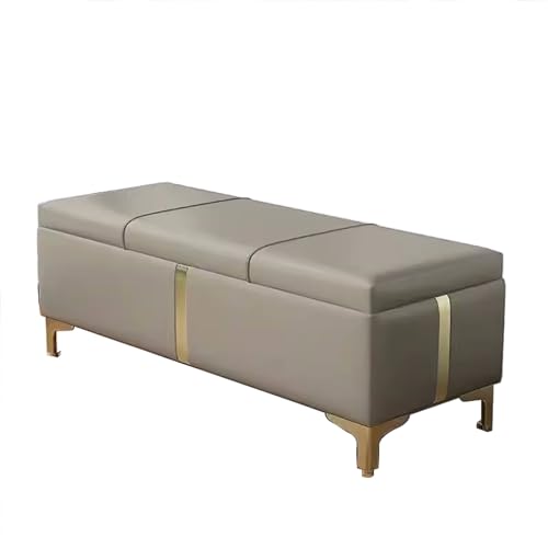 Banc d'entrée moderne en simili cuir gris clair 40 cm pour salon