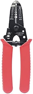 VCELINK Wire Stripper and Cutter Precision Electrical Cable Stripping Cutting Tool for 22-10 AWG (0.6-2.6mm) 6.5 Inch Handy Size with Closure Catch in Red (GJ708)