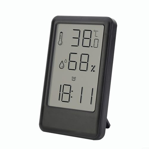 Heimthermometer Digitales Thermometer Hygrometer Temperatur Innen Außen LCD Luftfeuchtigkeitsmesser, 12/24 Stunden Digitaluhr, für Büro, Wohnzimmer, Küche – Bild 4
