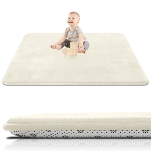 Image of SEPARO Thick Baby Play Mat for Floor,50 x 50 Playpen Mat,Tummy Time Foam Mats,Ultra Soft Support & Plush Feel,Easy Care with Non-Slip Cushioned for Infant,Kids and Toddler Crawling,Beige