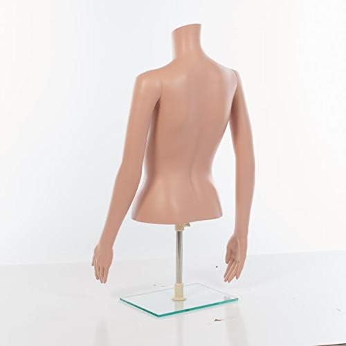 Miniatura 3 de SSWBasics Torso de maniquí femenino con soporte, pantalla de plástico ajustable de medio cuerpo, pecho de 33 pulgadas, cintura de 25 pulgadas, ideal