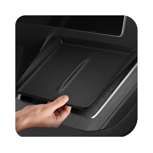 Spigen Ultra-Thin Wireless Charging Pad [Unobstructed Charging] Protective Silicone Mat Cover Accessories for 2025-2026 Tesla Model Y Juniper Premium/Performance - Black