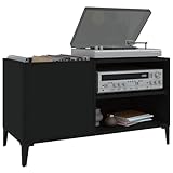 Couleur : noir Tomostar Support pour Tourne-Disque, Porte-disques Présentoir Meuble de Rangement pour Disques Vinyles Noir 84,5x38x48 cm Bois d\'ingénierie