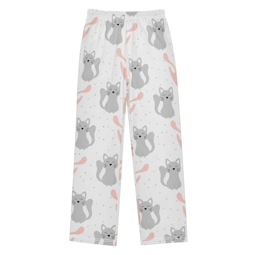 Boys' Pants Cute Cat Fish Colorful Dots Long Bottoms Jogger Pants Elastic Waist Trousers with Pockets S-XL