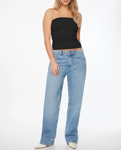 KKJ Womens Tube Tops Strapless Crop Top Ruched Basic Bandeau 2025 Summer Clothes Going Out Cute Sleeveless Fashion Shirts2