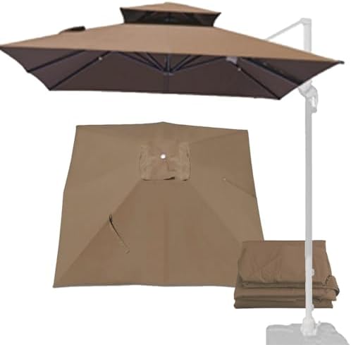 10x10ft Square Patio Umbrella Replacement Canopy - Double Layer Cantilever Cover for Garden, Yard, Outdoor Shade, Waterproof UV Protection, Easy Installation