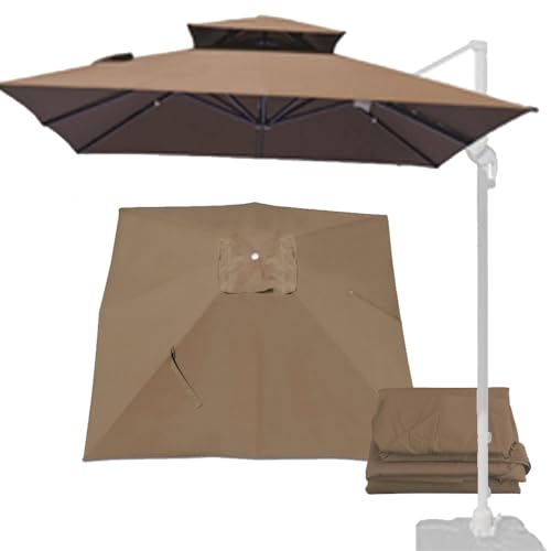 Cubierta De Sombrilla De Tela De Repuesto cuadrado voladizo Toldo De Recambio De Sombrilla 2.7m/3.0m doble capa Tela de repuesto para parasol para balcón, terraza, jardín, piscina Caqui 300*300 cm