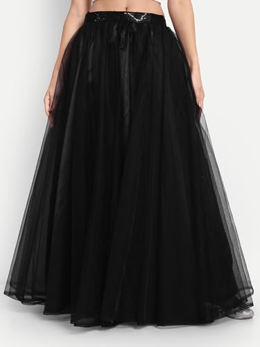 Image of TILISM Women's and Girls Solid Satin Long Skirt