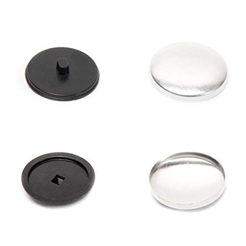 Botones para vestir con tela y piel fina - para la fabricación de botones, inoxidables, a partir de 100 unidades, Parte inferior de plástico, color negro., 20er / 12,5 mm