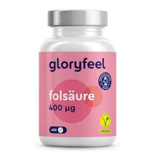 Folsäure - 400 Tabletten (13 Monate) - 400µg reine Folsäure pro Tablette - SCHWANGERSCHAFT & IMMUNSYSTEM* - 100% vegan, laborgeprüft und ohne Zusätze in Deutschland hergestellt