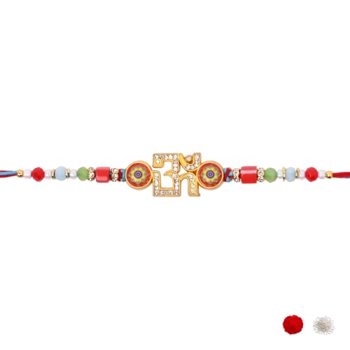 Image of I Jewels Design Rakhi With Roli Chawal & Rakshabandhan Card for Bro /Brother /Bhai