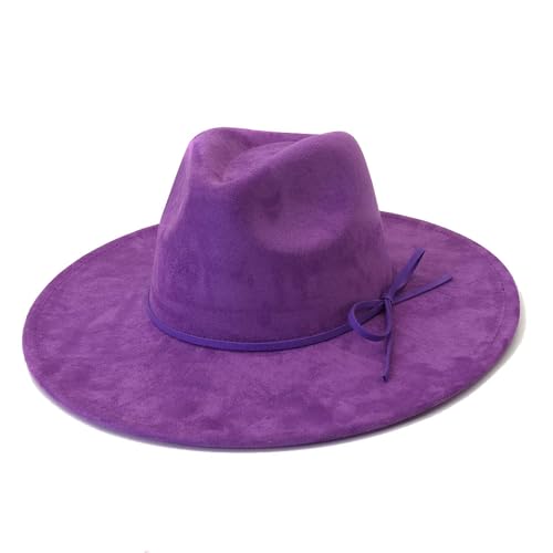 Image of Fedora Hats for Women Man with Big Wide Brim Classic Suede Panama Hat Western Outdoor hat