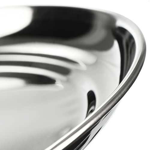 COM-FOUR 2x stainless steel serving tray - round tray for serving and decorating - shiny serving tray (2 pieces - around 33cm with border) - Image 2
