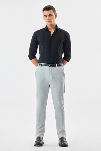 Image of SNITCH Men Formal Trousers | Tailored Pleated Design with Regular Fit & Smooth Texture | Premium Polyester Blend for Office, Meetings & Special Occasions
