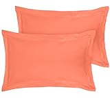 Royale Linens Pillow Shams 2 Pack Euro Size 26x26 - Brushed 1800 Microfiber - Bed Pillow Shams, Wrinkle & Fade Resistant Super Soft and Cozy - Back Overlap Closure - Oxford Pillow Case (Euro, Coral)