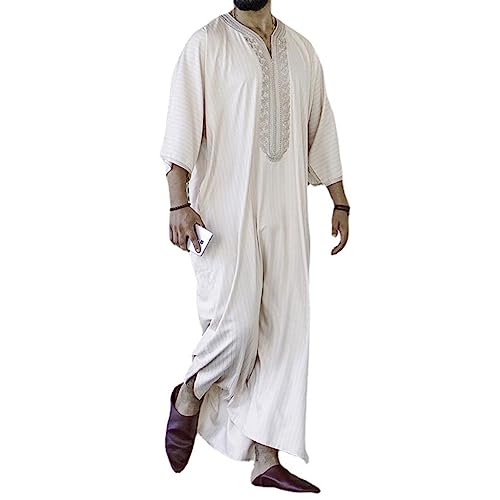 Kaftan robe musulmane blanche 3XL vêtement islamique homme